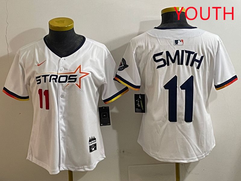 Youth Houston Astros 11 Smith White three generations Joint Name Nike 2025 MLB Jersey style 2